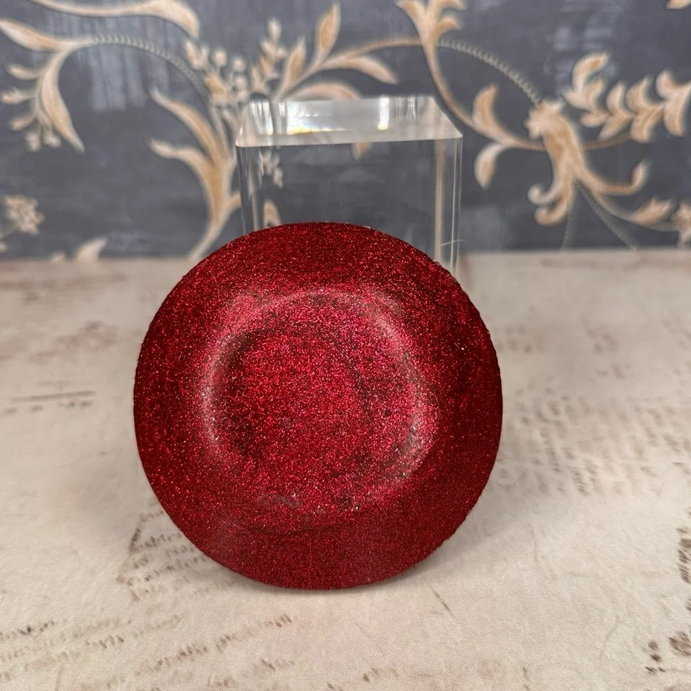 Vintage Red Jeweled Trinket Box Rhinestone Enamel Ormolu Round Casket